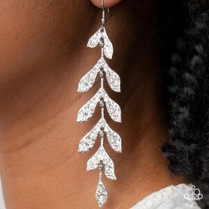 Paparazzi Shimmering Silver Leaf Earrings
